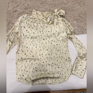 Something Navy Cream Floral Blouse with Bow